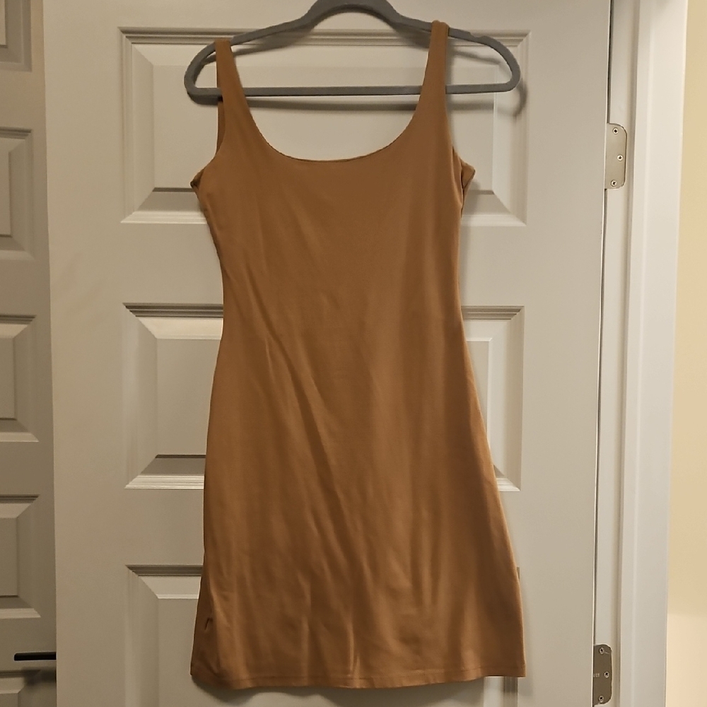 Elegant Tan Sleeveless Dress